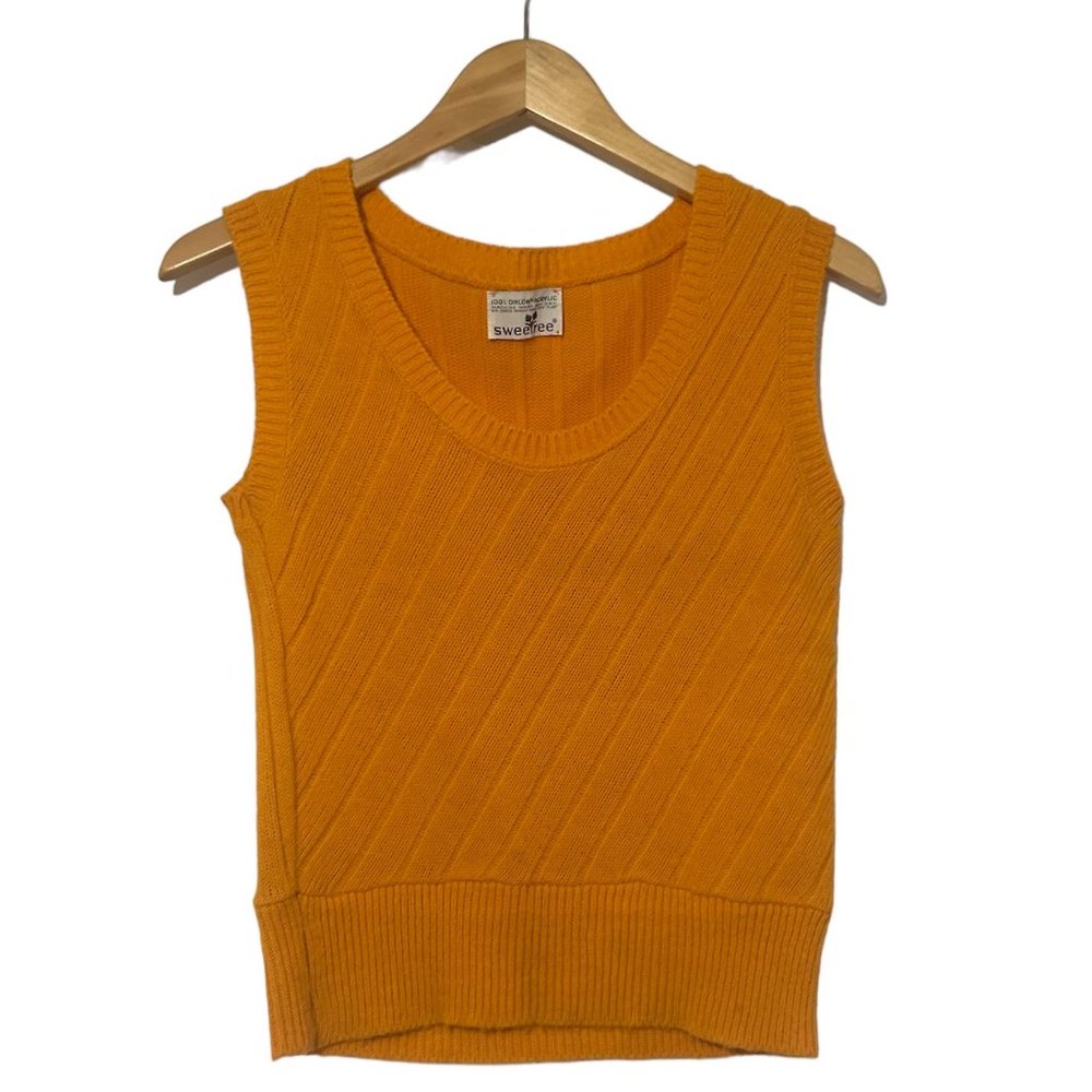 SweeTree 100% Orlon Acrylic Vintage Women’s Sweater Vest Orange